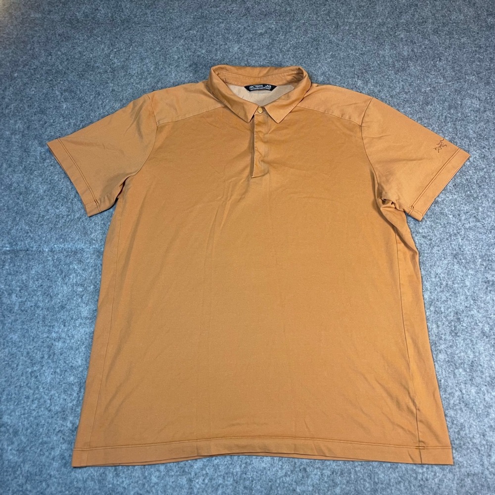 Arcteryx Eris Polo Mens XL Orange Short Sleeve Snap Placket Shirt 25216